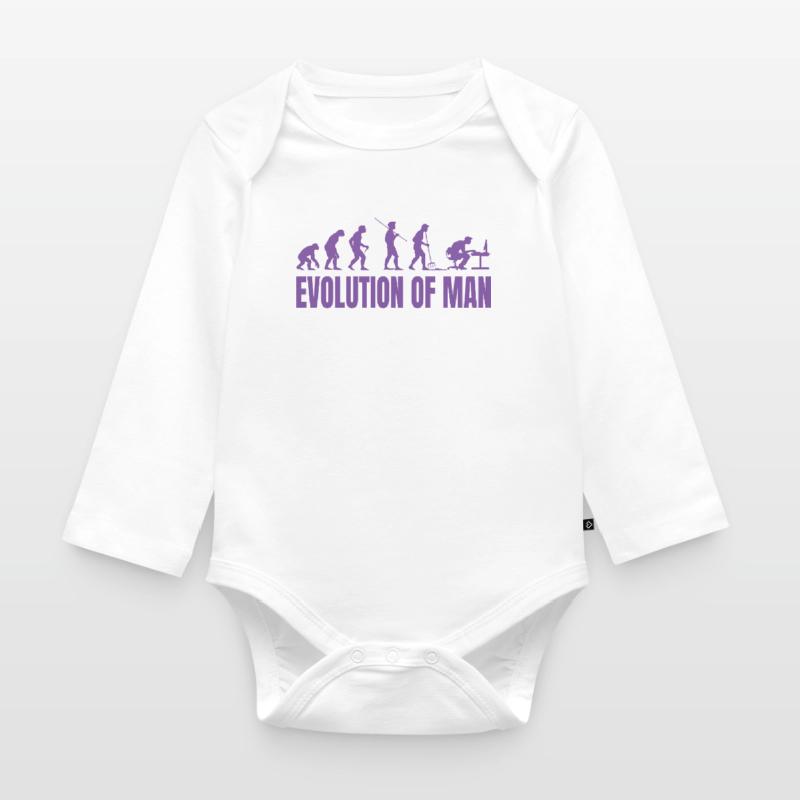 Programmeur Computer Freak Evolution Rétro Body Bébé bio manches longues