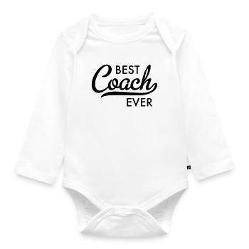 Best Coach ever Typography - Organic Longsleeve Baby Bodysuit - white - Front