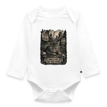 Cats in Ruins: Survival - Organic Longsleeve Baby Bodysuit - white - Front