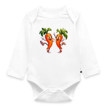 Dancing carrots - Organic Longsleeve Baby Bodysuit - white - Front