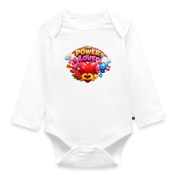 Kraft der Liebe Herz Regenbogen - Baby Bio-Langarm-Body - Weiß - Vorne