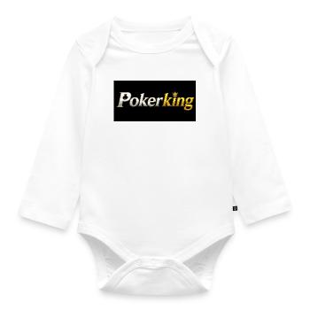 Pokerking Gold Logo - Organic Longsleeve Baby Bodysuit - white - Front