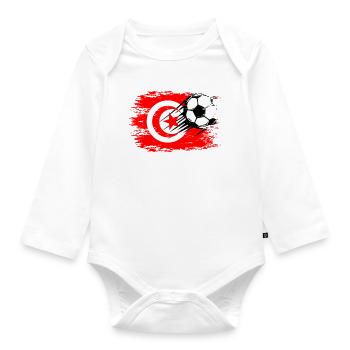 Tunisian flag football used - Organic Longsleeve Baby Bodysuit - white - Front