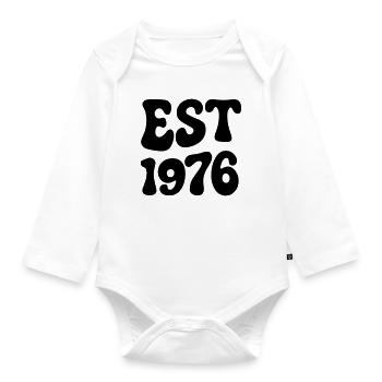 1976 geboren - Baby Bio-Langarm-Body - Weiß - Vorne