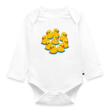 Pack of rubber ducks at the water - Organic Longsleeve Baby Bodysuit - white - Front