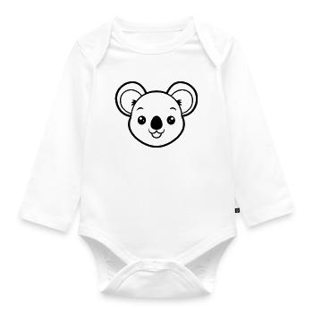 Koala-Gesicht - Baby Bio-Langarm-Body - Weiß - Vorne