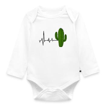 Herzschlag Kaktus Design - Baby Bio-Langarm-Body - Weiß - Vorne