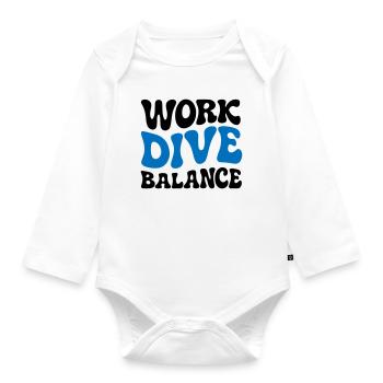 Work Dive Balance Taucher-Geschenk - Baby Bio-Langarm-Body - Weiß - Vorne