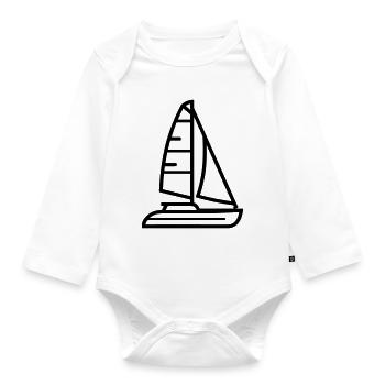 Boot - Baby Bio-Langarm-Body - Weiß - Vorne