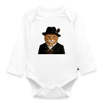 Chat de la Forêt-Noire en costume traditionnel - Body Bébé bio manches longues - blanc - Devant