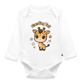 Petite girafe mignonne - Debout droit - Body Bébé bio manches longues - blanc - Devant