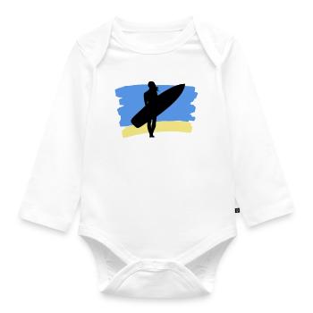 Beach Vibes – Surfer Girl - Baby Bio-Langarm-Body - Weiß - Vorne