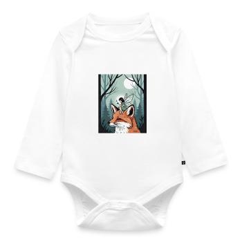 Fairycore de la Fée Magique et du Renard des Forêts - Body Bébé bio manches longues - blanc - Devant