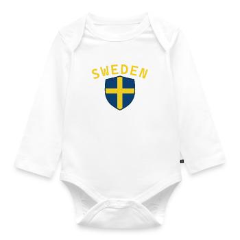 Schweden Hallo Schweden - Baby Bio-Langarm-Body - Weiß - Vorne