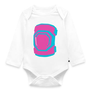 Knee Pads Roller Skating Roller Derby Skating - Organic Longsleeve Baby Bodysuit - white - Front
