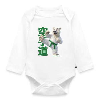 Karate Eisbär - Baby Bio-Langarm-Body - Weiß - Vorne