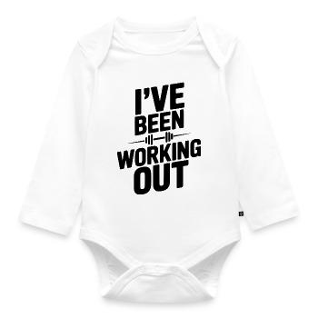 I've Been Working Out - Organic Longsleeve Baby Bodysuit - white - Front