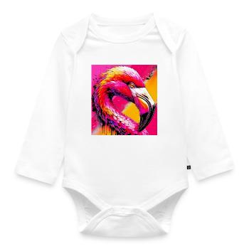 flamingo - Organic Longsleeve Baby Bodysuit - white - Front