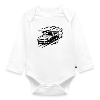 Car Drifting - Organic Longsleeve Baby Bodysuit - white - Front