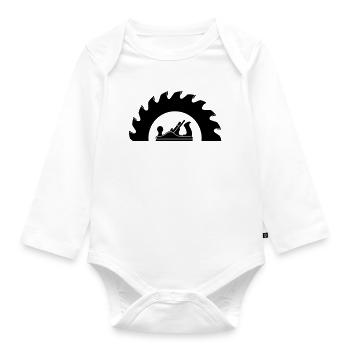 Schreiner Sägeblatt Hobel Logo - Baby Bio-Langarm-Body - Weiß - Vorne