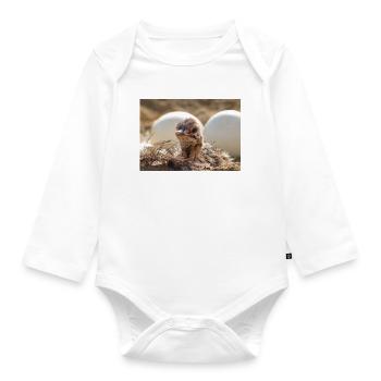 Curious chick in the nest - Organic Longsleeve Baby Bodysuit - white - Front