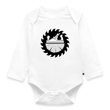 Schreiner Hobel Sägeblatt Motiv - Baby Bio-Langarm-Body - Weiß - Vorne