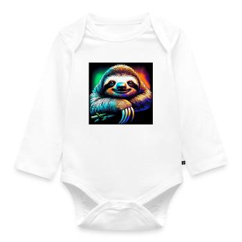 Faultier - Baby Bio-Langarm-Body - Weiß - Vorne