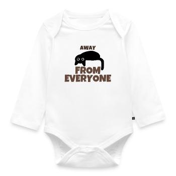 Away From Everyone Funny Introvert Black Cat Retro - Organic Longsleeve Baby Bodysuit - white - Front