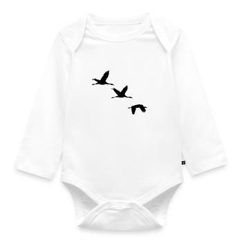 Cranes in flight - Organic Longsleeve Baby Bodysuit - white - Front