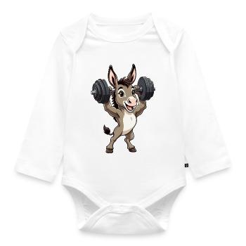 Donkey funny - Organic Longsleeve Baby Bodysuit - white - Front