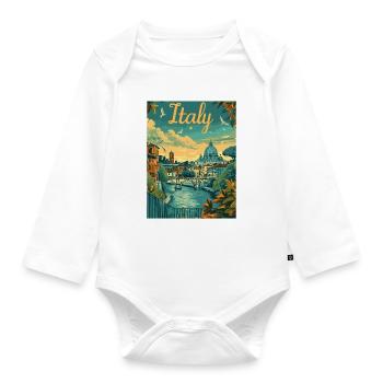 Italy Panorama on the Tiber - Organic Longsleeve Baby Bodysuit - white - Front