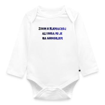 Kraftvoller Blau-Typo Spruch - Baby Bio-Langarm-Body - Weiß - Vorne