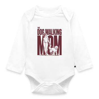 Dog Walking Mom Hunde Mama Shirt - Baby Bio-Langarm-Body - Weiß - Vorne