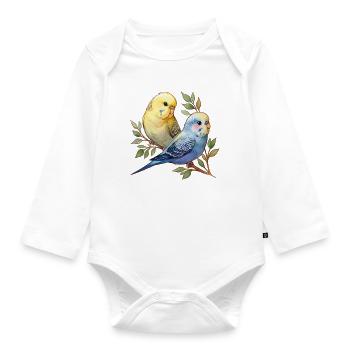 Budgies - Organic Longsleeve Baby Bodysuit - white - Front