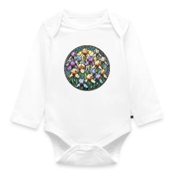 Cercle de vitrail Iris - Body Bébé bio manches longues - blanc - Devant