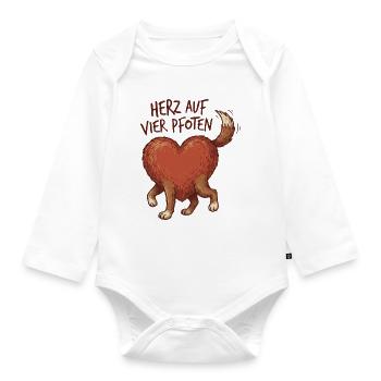 Herz auf vier Pfoten Motiv - Baby Bio-Langarm-Body - Weiß - Vorne
