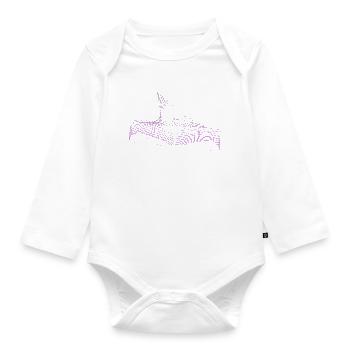 Geometrische Segelwelle – Lila generative Linienkunst - Baby Bio-Langarm-Body - Weiß - Vorne