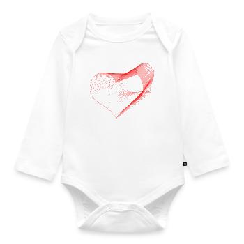 Cœur géométrique – Art en traits génératifs rouges - Body Bébé bio manches longues - blanc - Devant