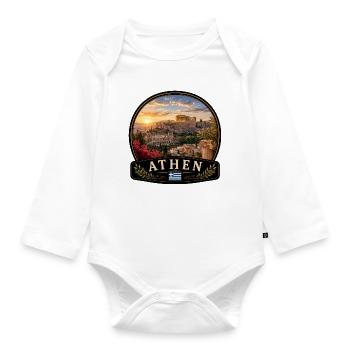 Athens Greece Mediterranean City Holidays - Organic Longsleeve Baby Bodysuit - white - Front