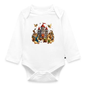 Duck fortress in the Knights' War - Organic Longsleeve Baby Bodysuit - white - Front