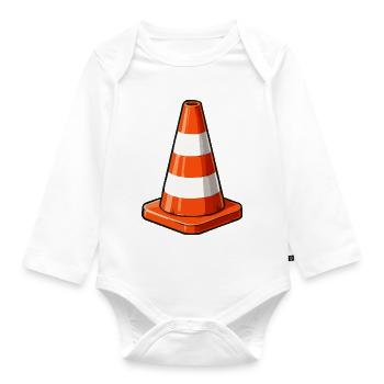 Verkehrskegel Pop-Art Grafik - Baby Bio-Langarm-Body - Weiß - Vorne