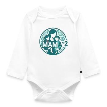 Mama Hoch 2 Zwillinge Zweifache Mutter Mama - Baby Bio-Langarm-Body - Weiß - Vorne