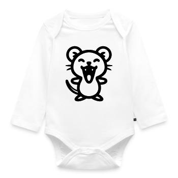 Mouse - Organic Longsleeve Baby Bodysuit - white - Front