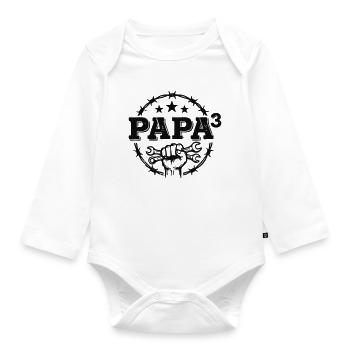 Dad 3 Wrench Mechanic Dad - Organic Longsleeve Baby Bodysuit - white - Front