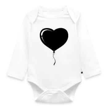 Heart Balloon - Organic Longsleeve Baby Bodysuit - white - Front
