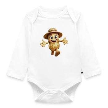 Gehende Erdnuss - Baby Bio-Langarm-Body - Weiß - Vorne