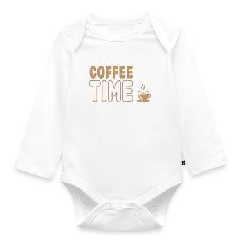 Coffee time, enjoyment from the coffee cup - Organic Longsleeve Baby Bodysuit - white - Front