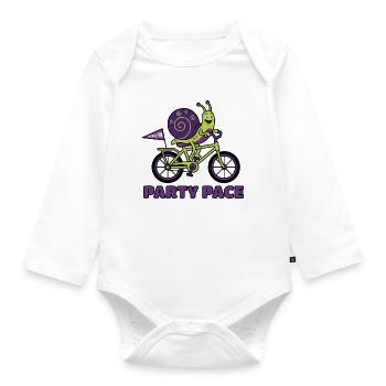 Party Pace Snail Funny Bike Shirt - Baby Bio-Langarm-Body - Weiß - Vorne