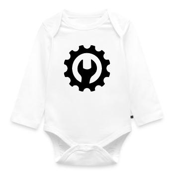 Car Mechanic Gear Wrench - Organic Longsleeve Baby Bodysuit - white - Front