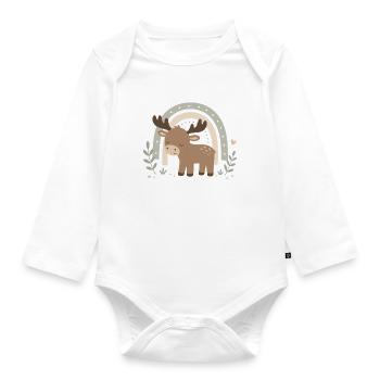 Elch Boho Regenbogen – Niedliches Waldtier Design - Baby Bio-Langarm-Body - Weiß - Vorne